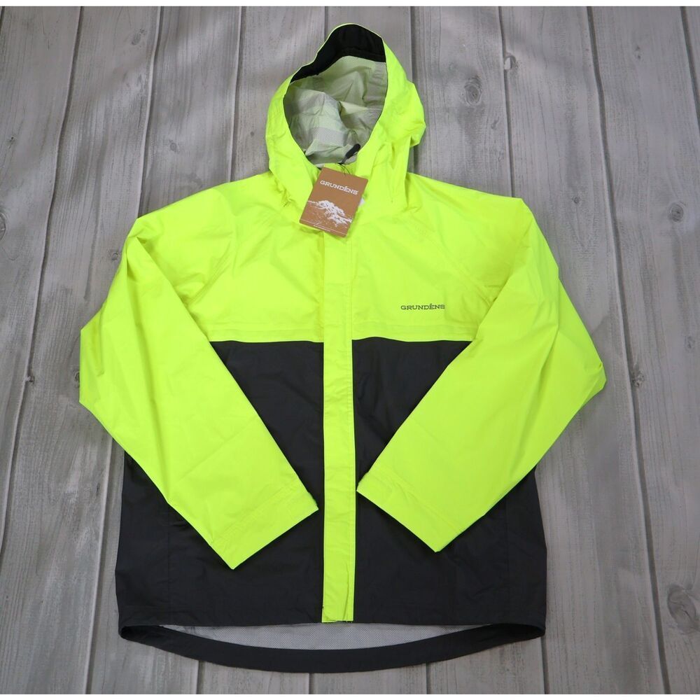 NEW Grunden's Trident Jacket - Men's Hi Visibility Yellow Size Large Waterproof